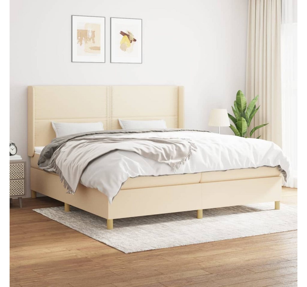 vidaXL Boxspringbett Boxspringbett mit Matratze Creme 200x200 cm Stoff Bett günstig online kaufen