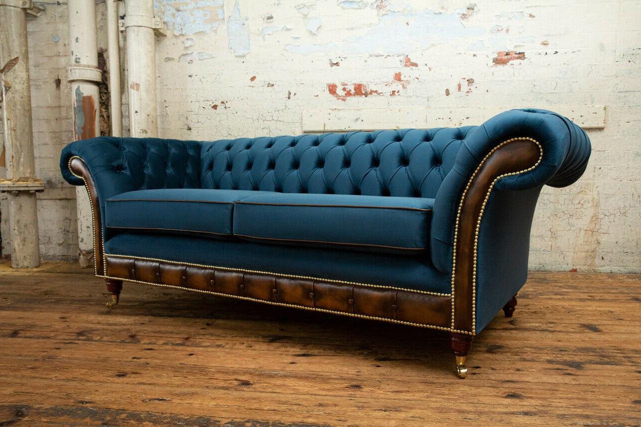 Xlmoebel Sofa Neues Chesterfield-Stoffsofa in Blau für gemütliches Sitzen u günstig online kaufen