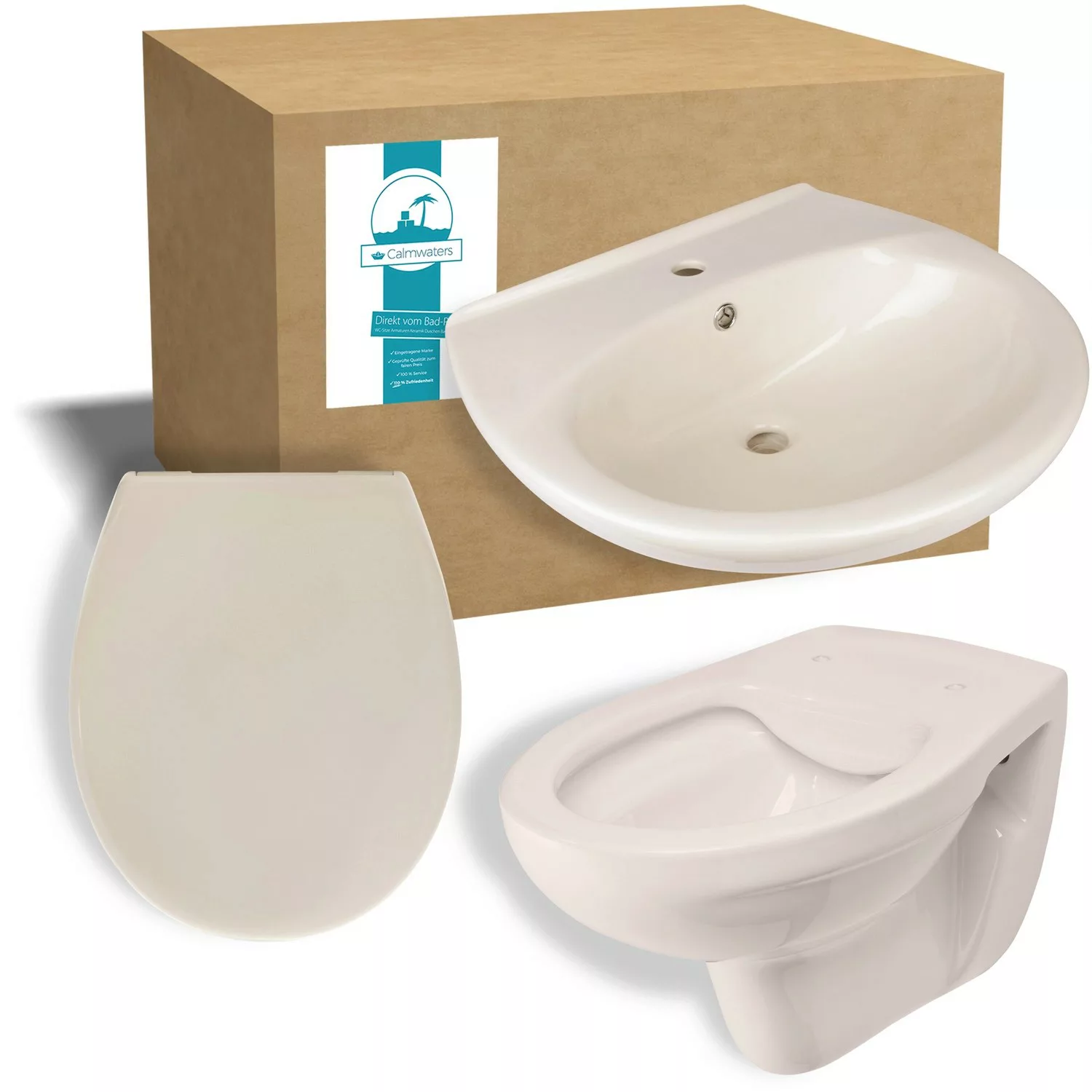 Calmwaters Wand-WC Pergamon Spülrandlos Set WC-Sitz & Waschbecken 99000203 günstig online kaufen