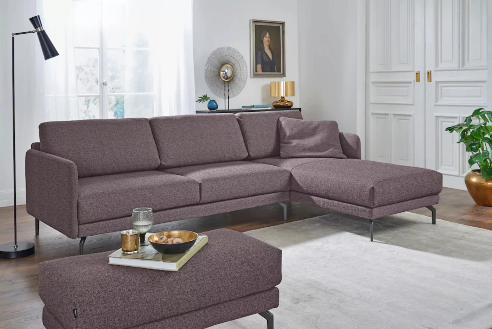 hülsta sofa Ecksofa »hs.450«, Armlehne sehr schmal, Breite 274 cm, Alugussf günstig online kaufen