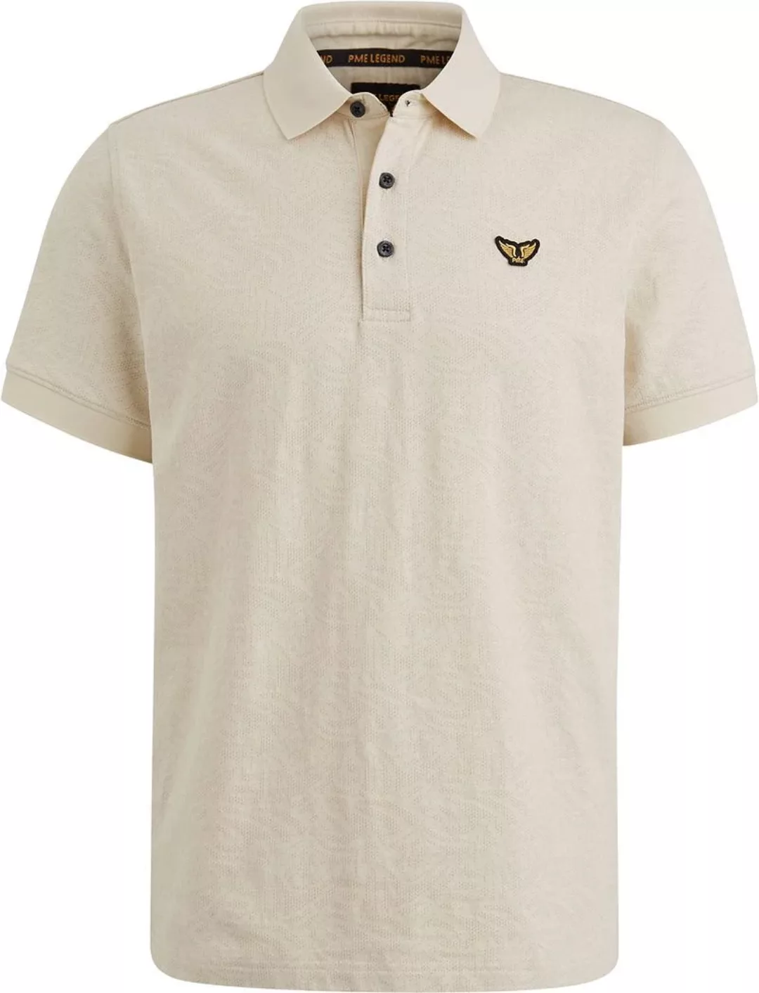 PME Legend Poloshirt Jacquard Jersey Ecru - Größe 3XL günstig online kaufen