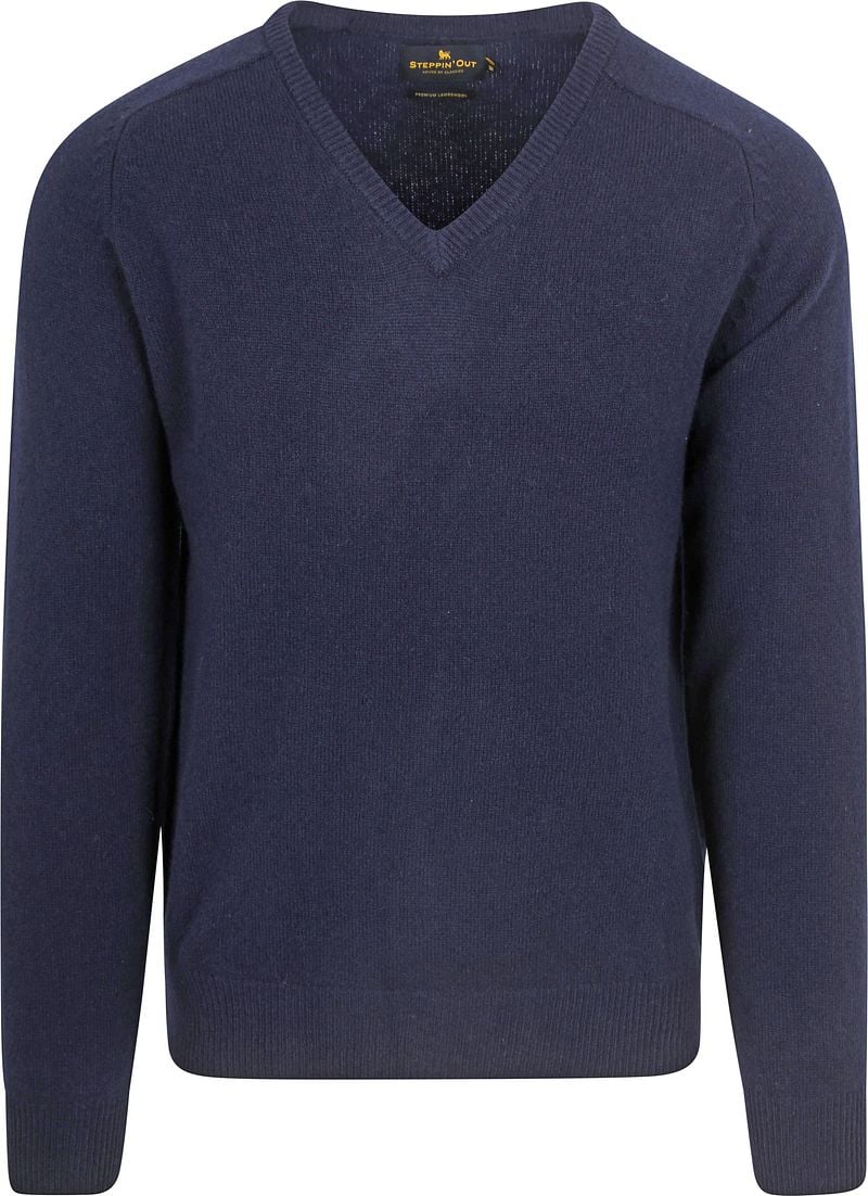 Steppin' Out Pullover V-Ausschnitt Lammwolle Navy - Größe L günstig online kaufen