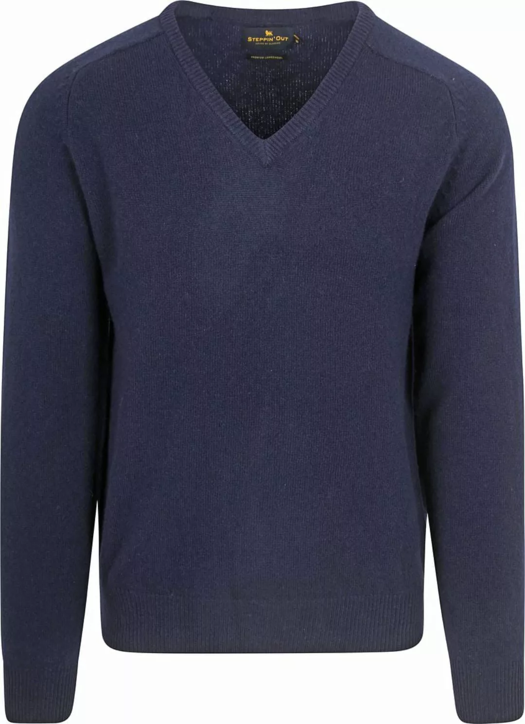 Steppin' Out Pullover V-Ausschnitt Lammwolle Navy - Größe L günstig online kaufen