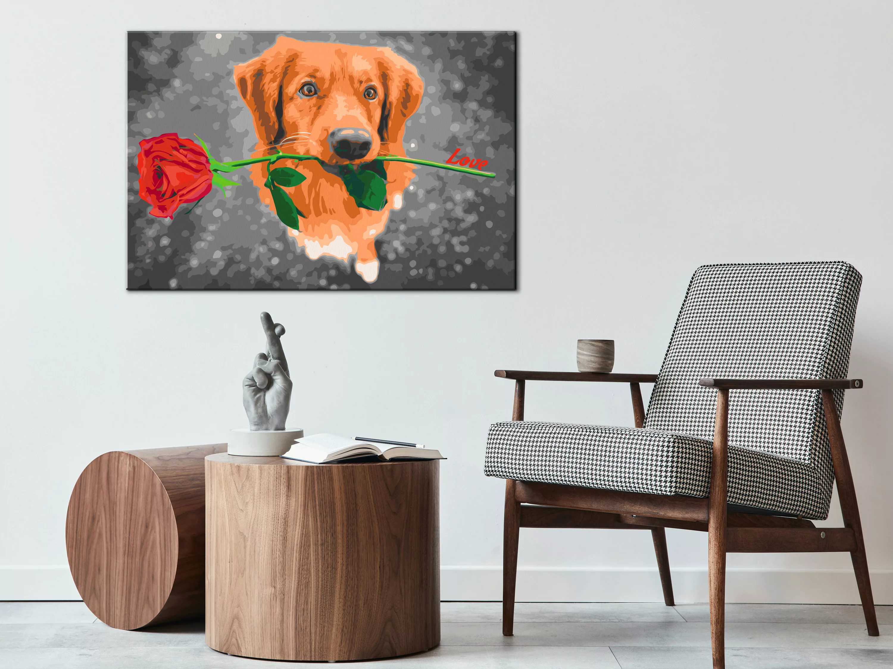 Malen Nach Zahlen - Dog With Rose günstig online kaufen