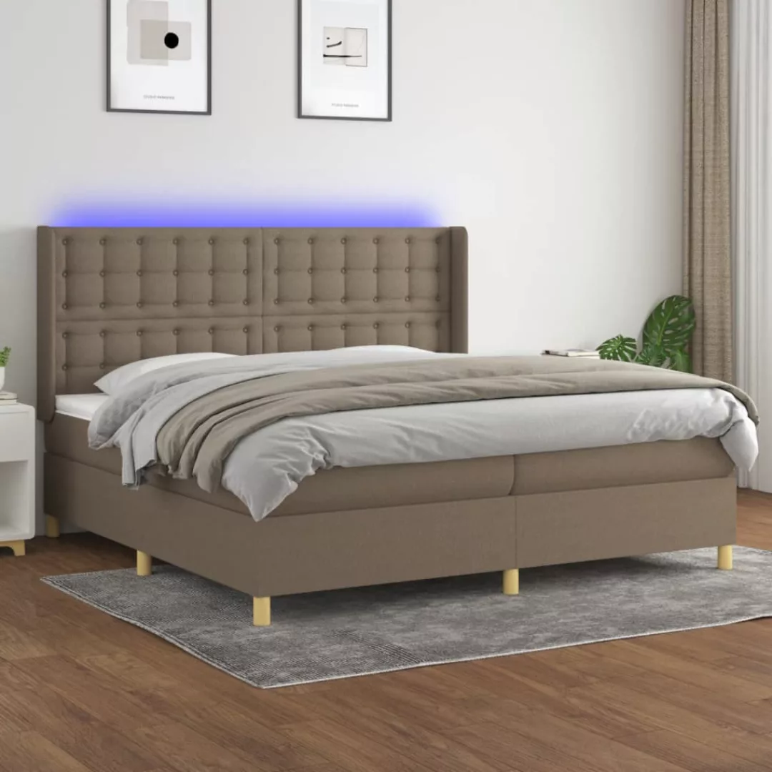 Vidaxl Boxspringbett Mit Matratze & Led Taupe 200x200 Cm Stoff günstig online kaufen