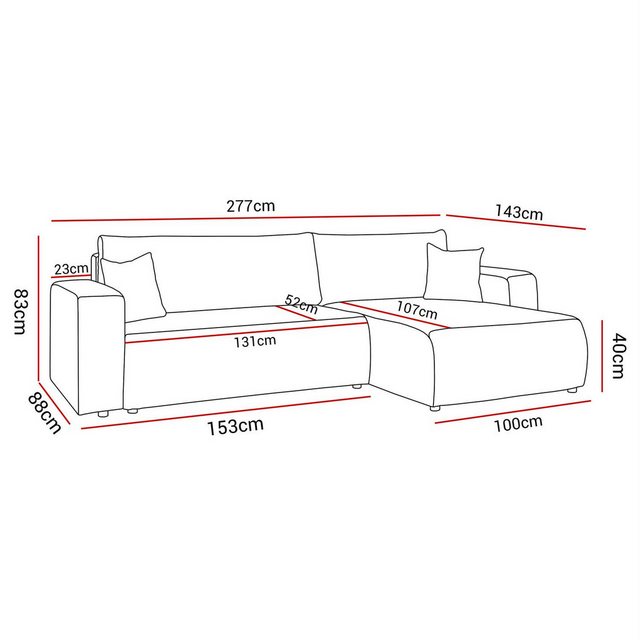 Lookway Ecksofa PRESTIGE XL L-Form Couch, mit Bettfunktion und Bettkasten günstig online kaufen