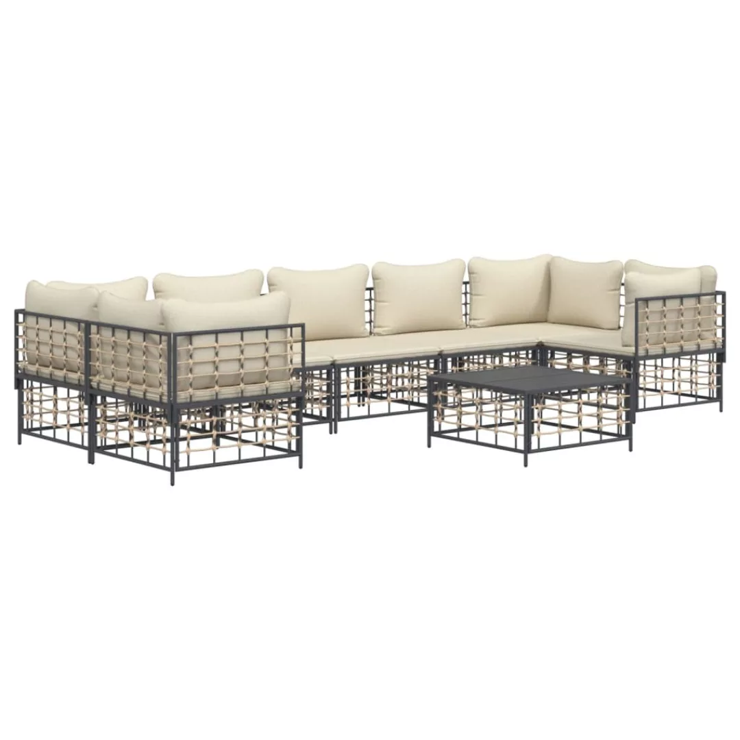 Vidaxl 8-tlg. Garten-lounge-set Mit Kissen Anthrazit Poly Rattan günstig online kaufen