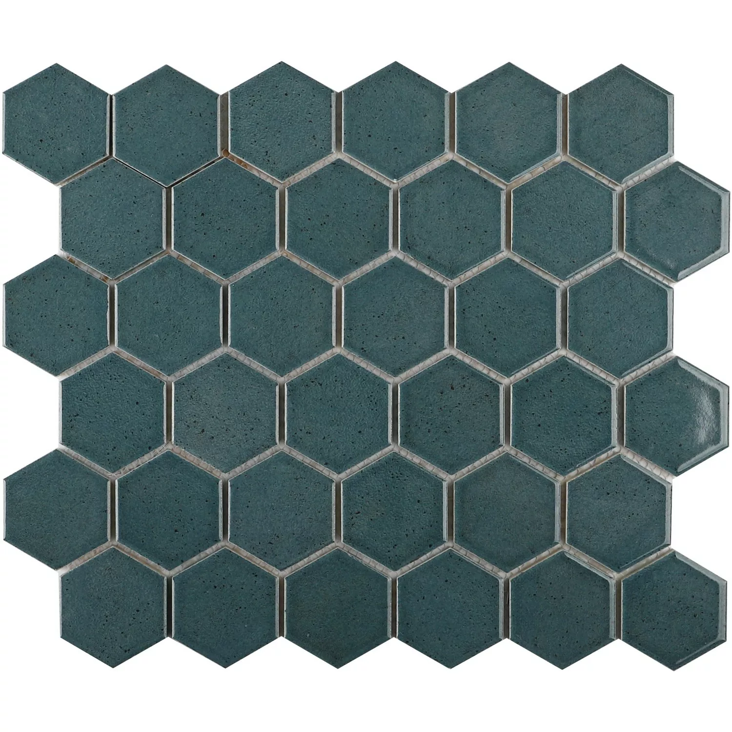 Mosaikmatte Castello Hexagon Keramik Dunkelblau 32 cm x 28 cm günstig online kaufen