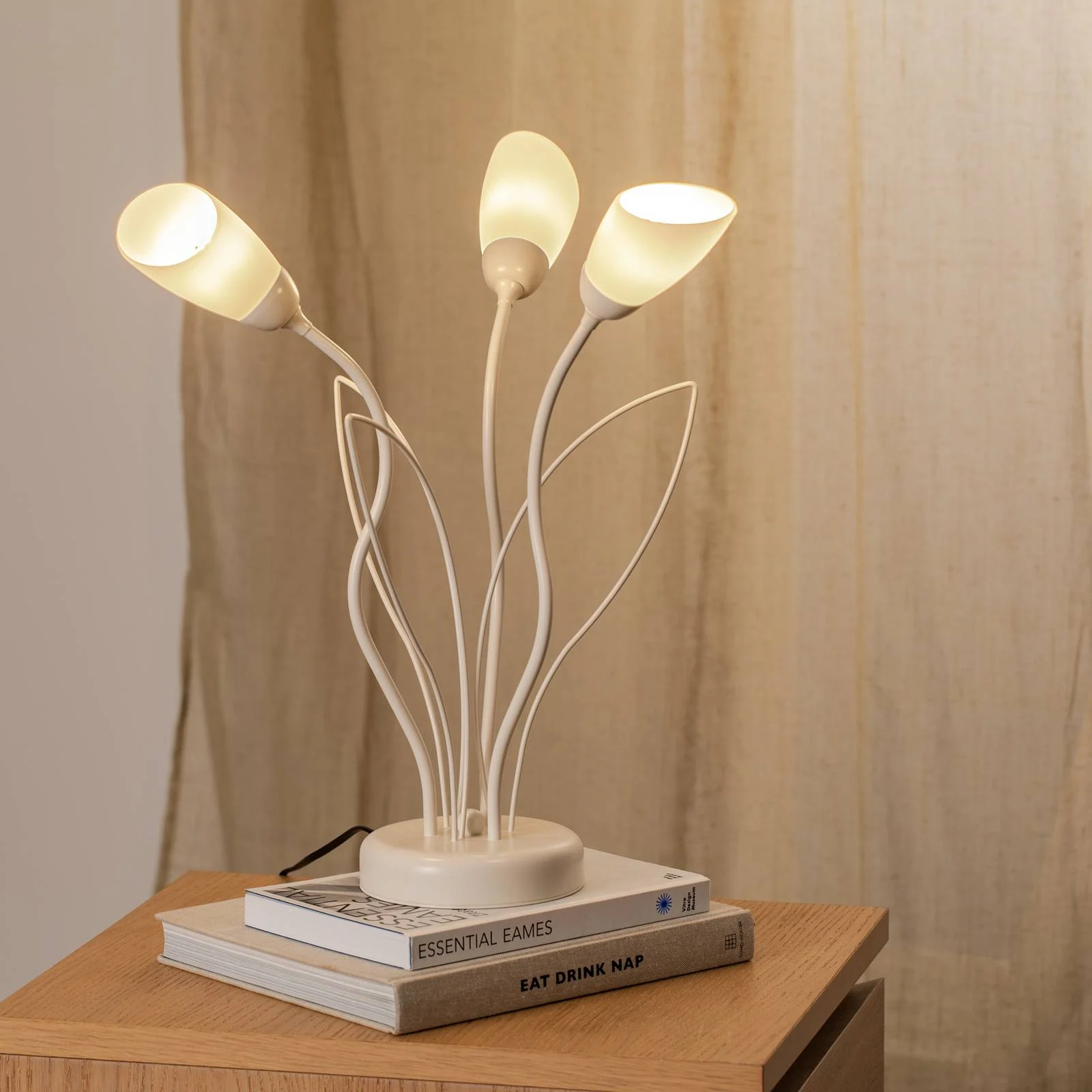 Tischleuchte Gloriosa, creme, Glas, 3-flammig günstig online kaufen