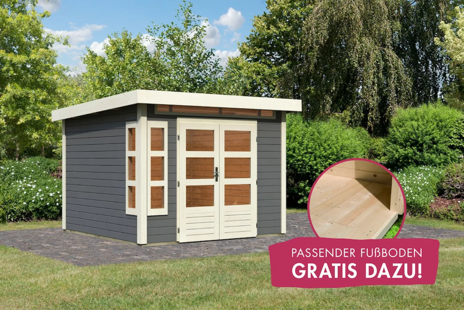 Karibu Gartenhaus "Kolimasee 6", terragrau günstig online kaufen