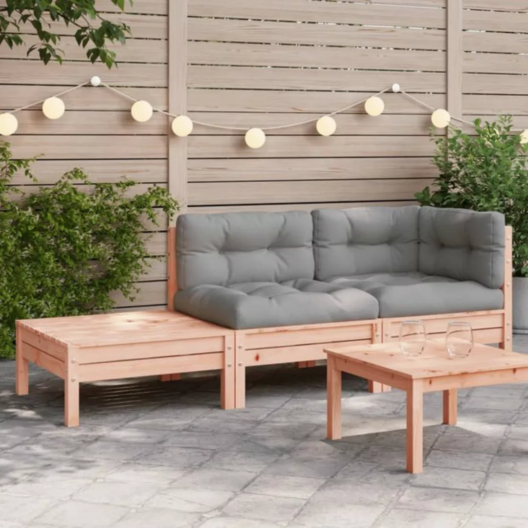 vidaXL Sofaelement Gartensofa mit Kissen und Fußhocker Massivholz Douglasie günstig online kaufen