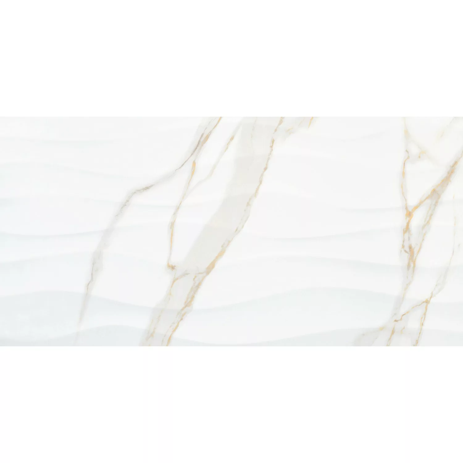 Wandfliese Calacatta Wave Feinsteinzeug Weiß-Gold Glasiert 30 x 60 x 1 cm günstig online kaufen