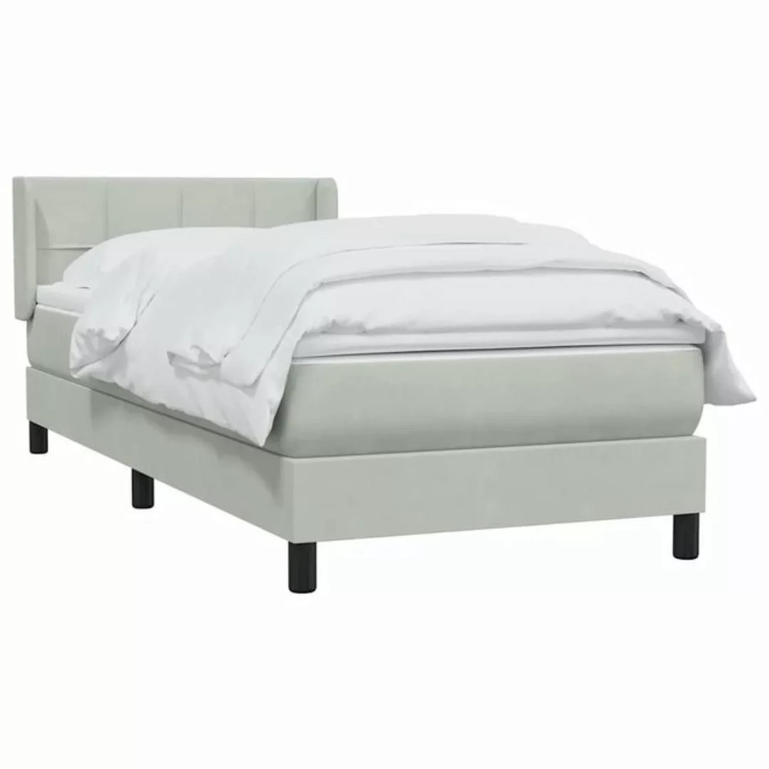 vidaXL Bett Boxspringbett mit Matratze Hellgrau 80x210 cm Samt günstig online kaufen