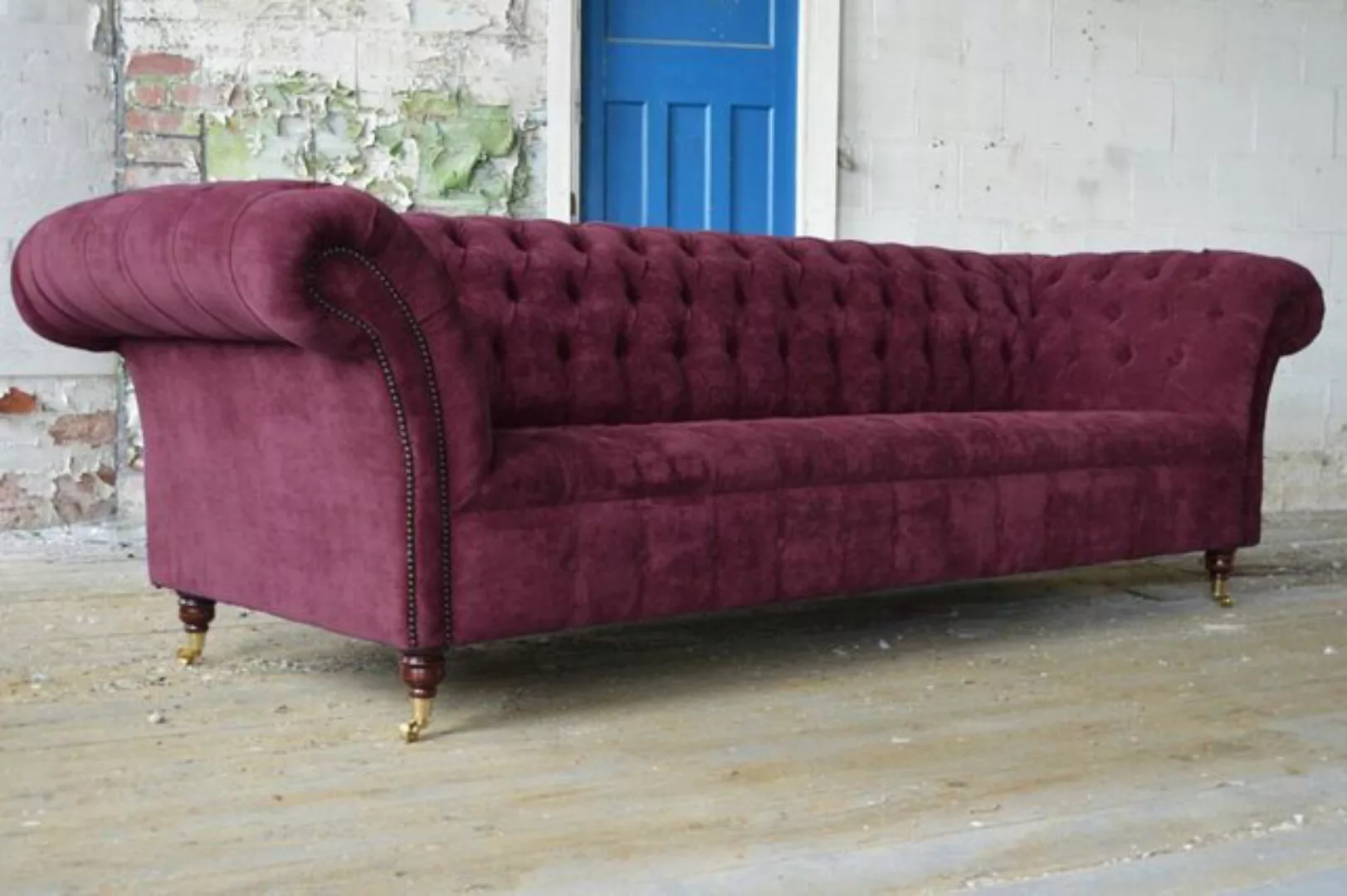 JVmoebel Chesterfield-Sofa Chesterfield Sofa 3 Sitzer Stoff Couch Sitz Text günstig online kaufen