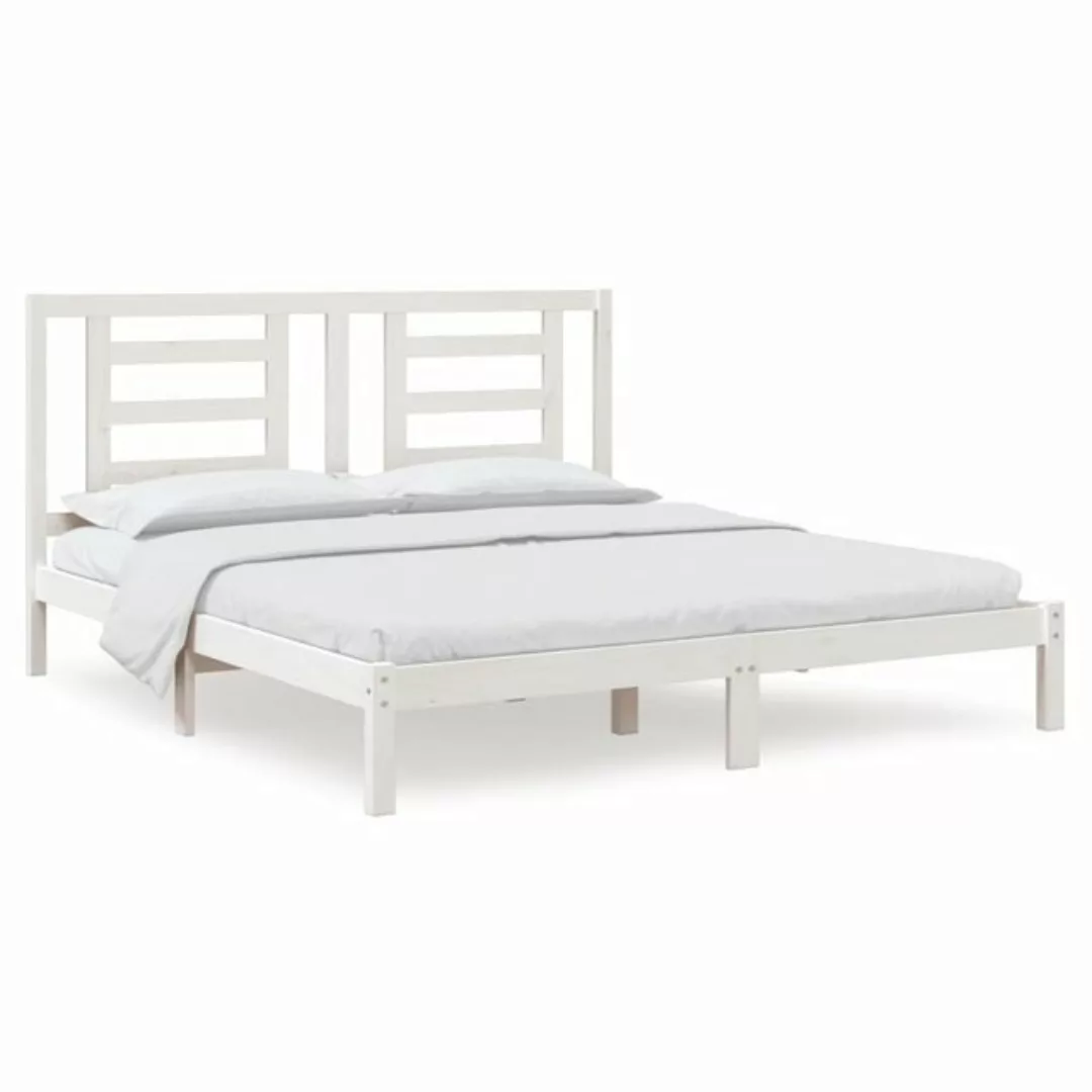 vidaXL Bettgestell Massivholzbett Weiß 180x200 cm 6FT Super King Size Bett günstig online kaufen