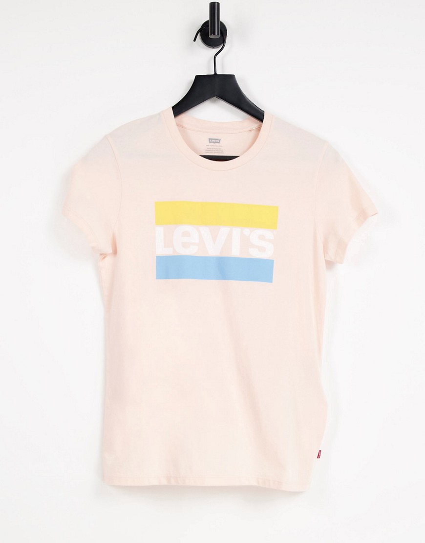 Levi's – The Perfect T-Shirt – T-Shirt mit Streifenlogo in Muschel-Hellrosa günstig online kaufen