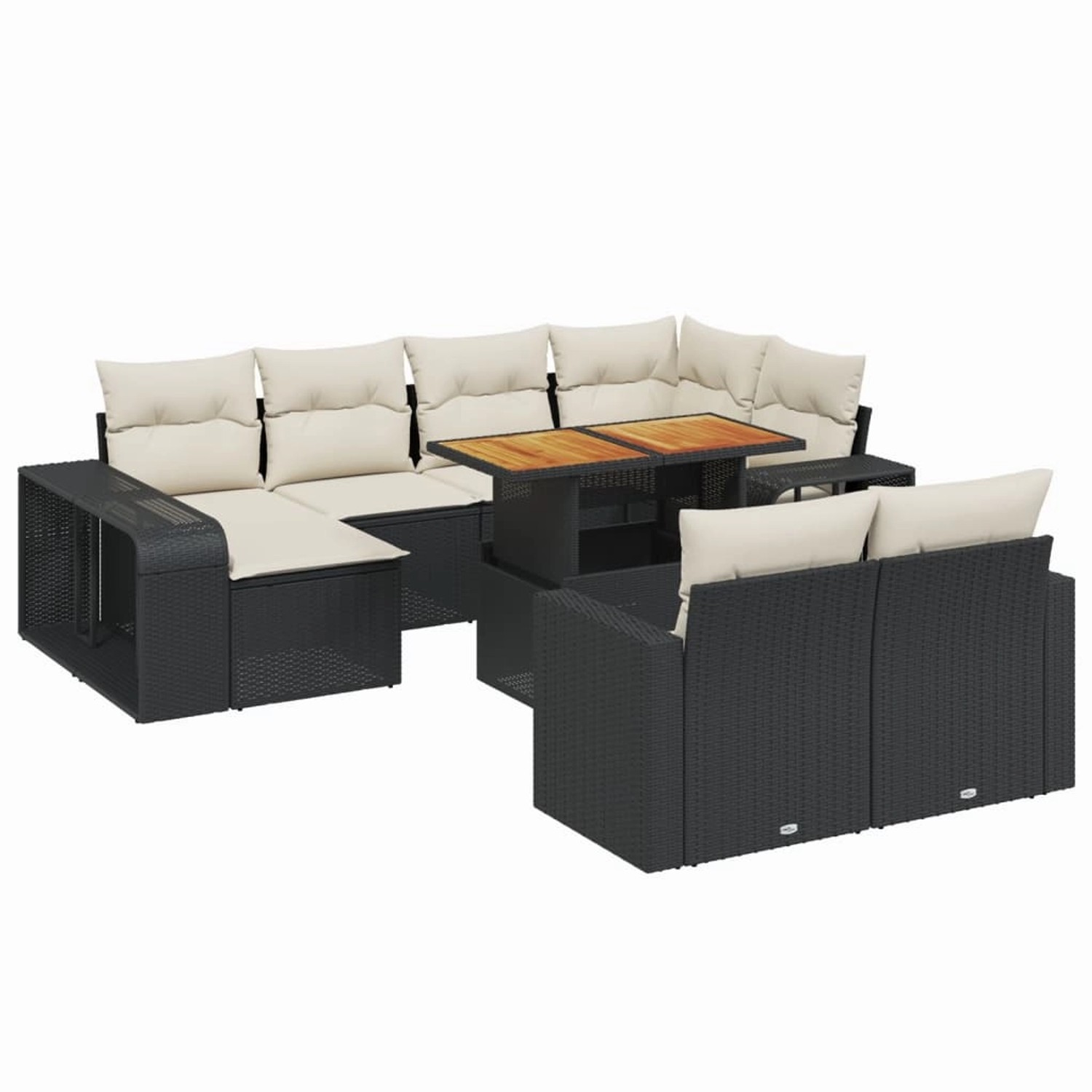 vidaXL 11-Tlg Garten-Sofagarnitur mit Kissen Schwarz Poly Rattan 3274589 günstig online kaufen
