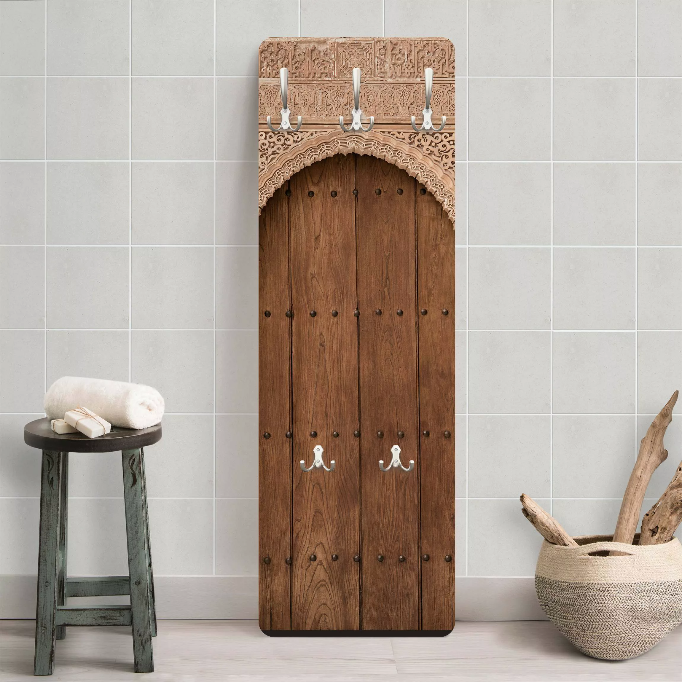 Wandgarderobe Holzpaneel Holzoptik Holztor aus dem Alhambra Palast günstig online kaufen