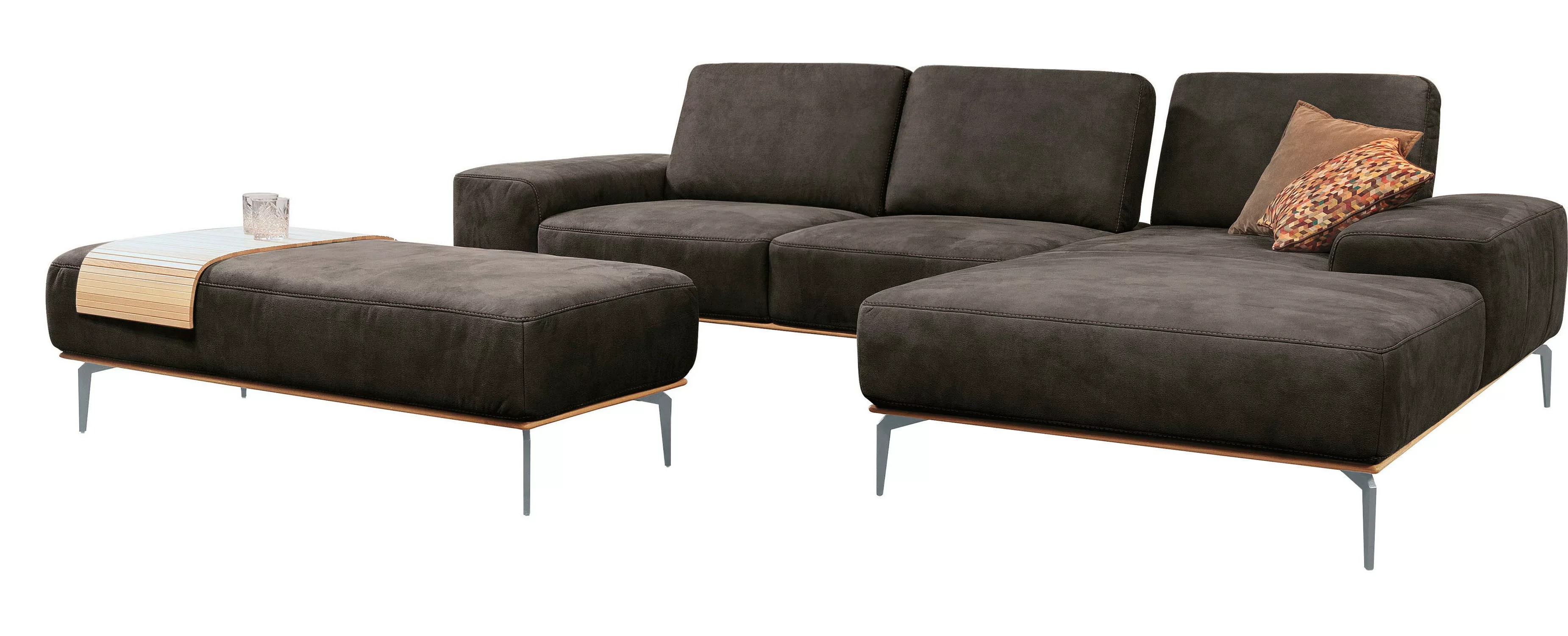 W.SCHILLIG Ecksofa run, mit elegantem Holzsockel, Füße in Silber matt, Brei günstig online kaufen