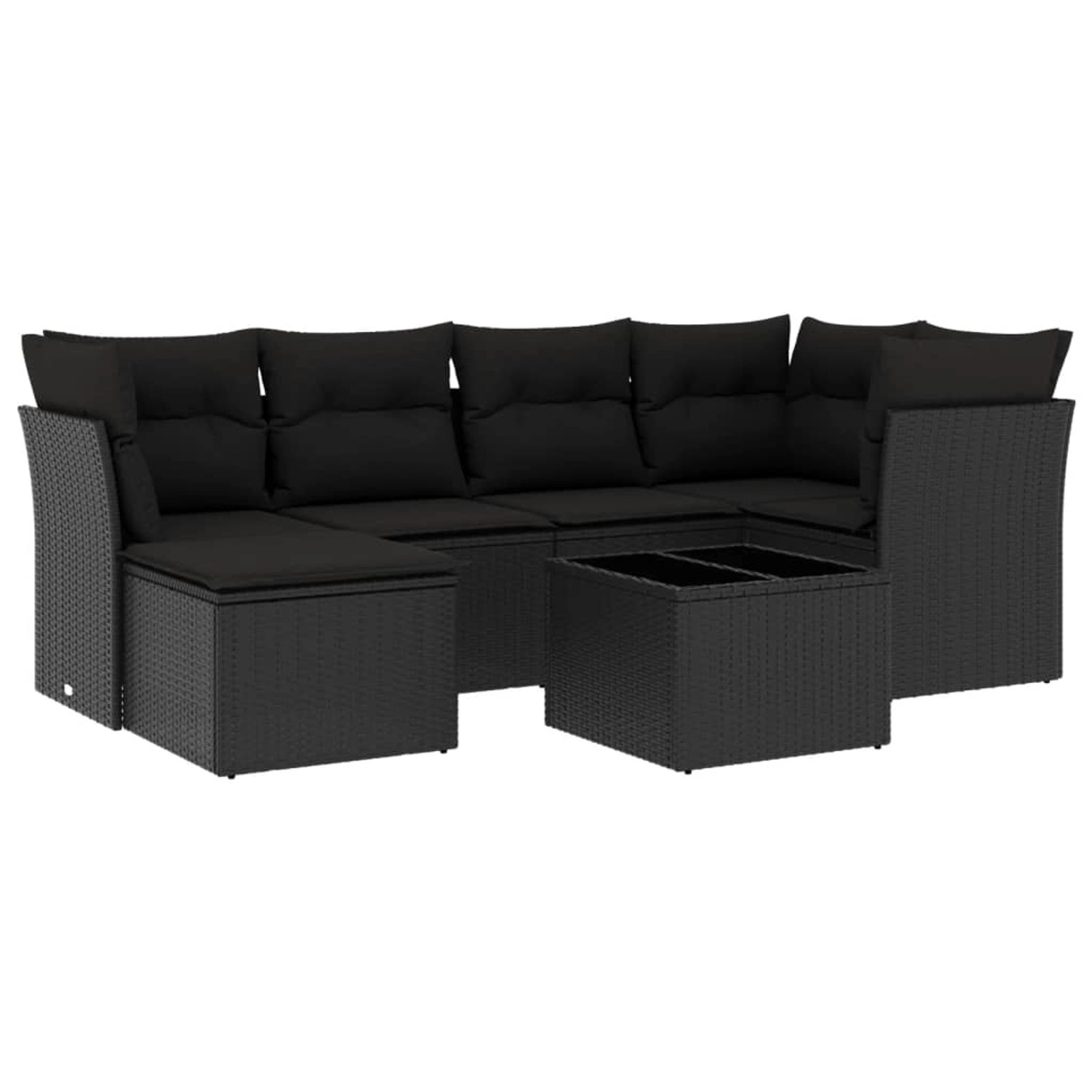 vidaXL 7-tlg Garten-Sofagarnitur mit Kissen Schwarz Poly Rattan Modell 39 günstig online kaufen