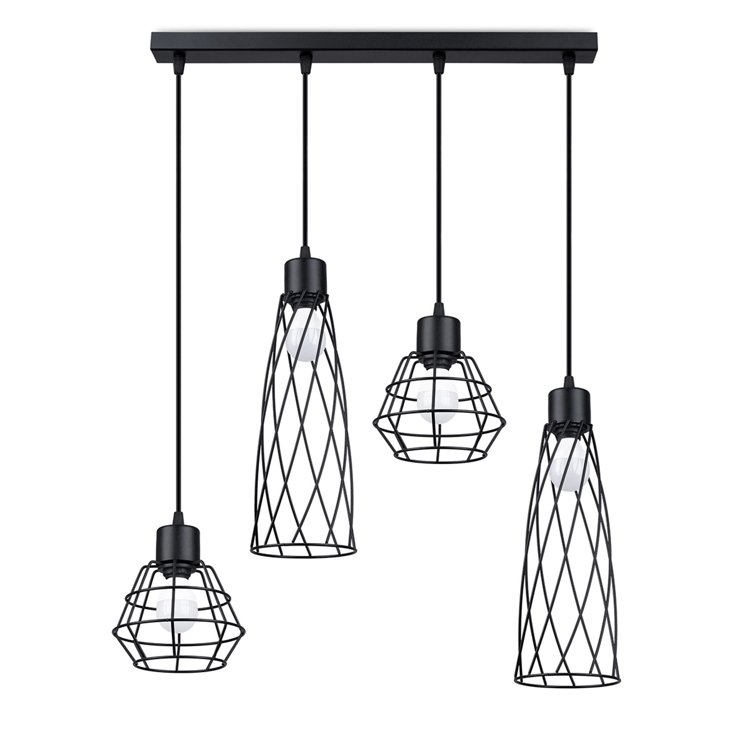 Sollux Lighting Pendelleuchten Suba 4L Schwarz günstig online kaufen