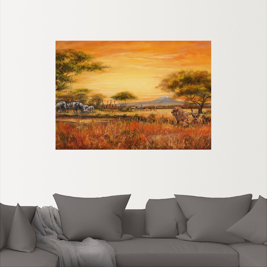 Artland Wandbild »Afrikanische Steppe mit Löwen«, Afrika, (1 St.), als Alub günstig online kaufen