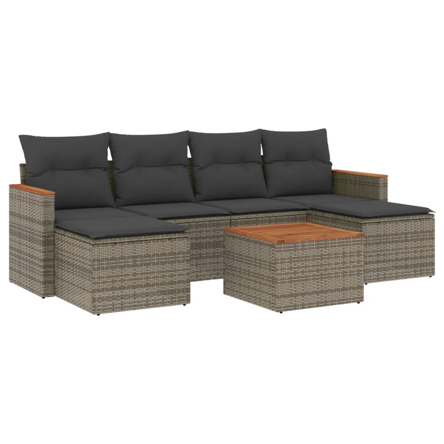 vidaXL 7-Tlg Garten-Sofagarnitur mit Kissen Grau Poly Rattan 3258630 günstig online kaufen