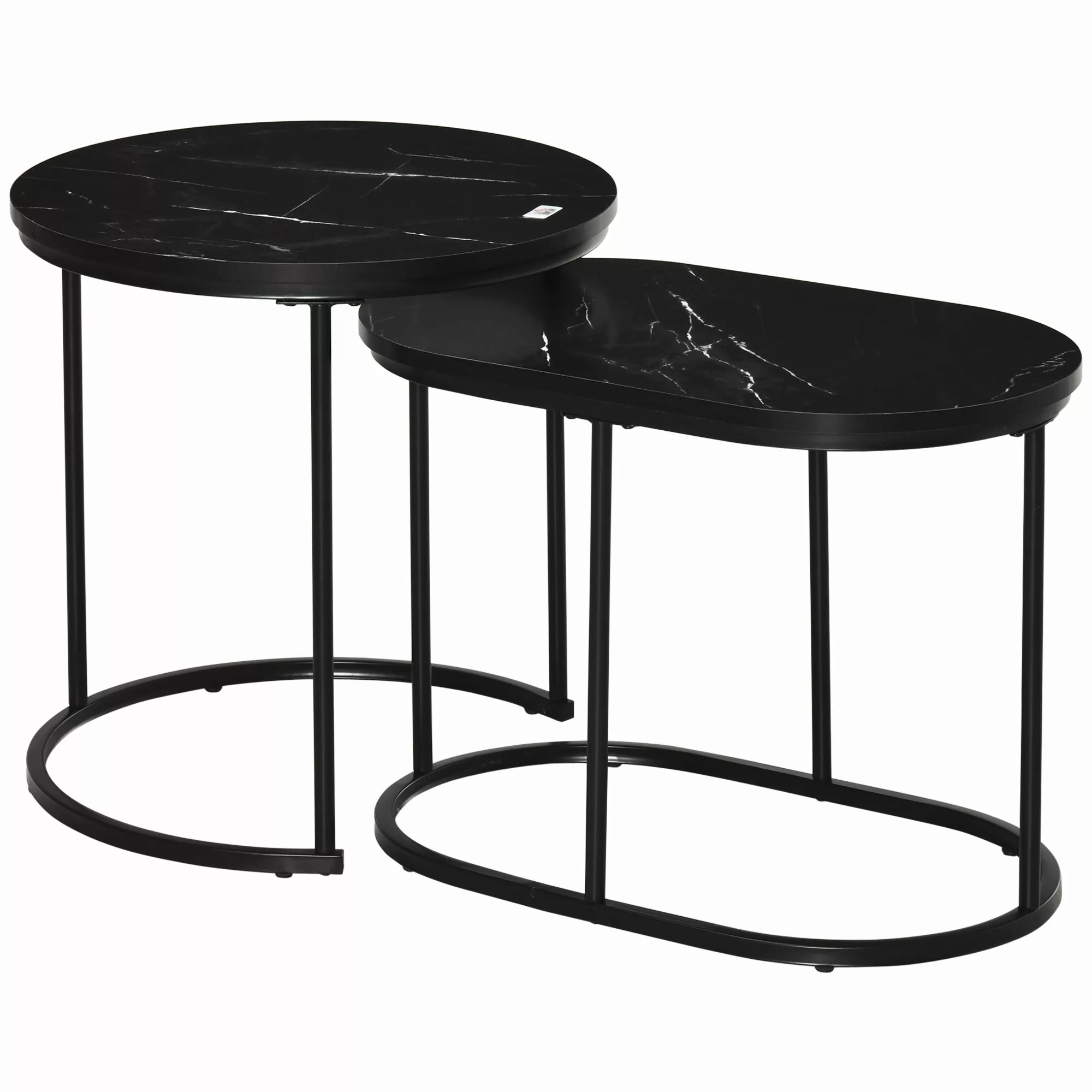 HOMCOM 2er Set Couchtisch Satztisch Rund Oval Bestelltisch Kaffeetisch Stap günstig online kaufen