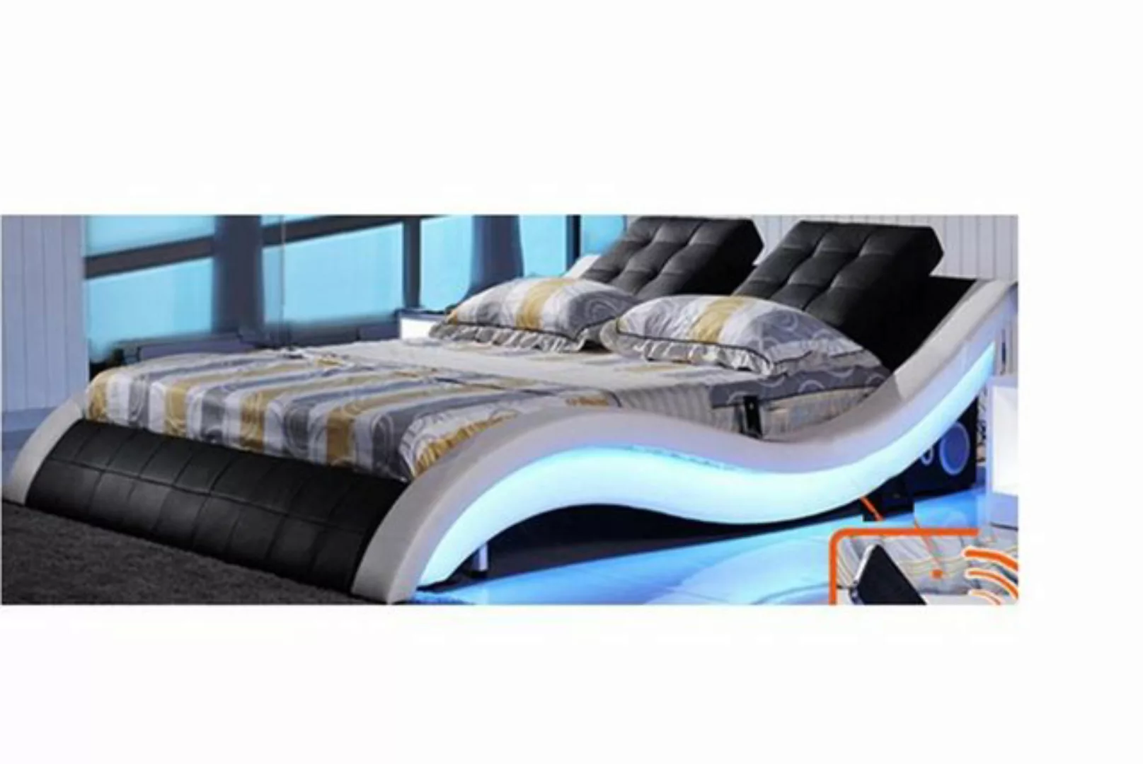 JVmoebel Bett Luxus Bett Design Betten Digital LED Schlafzimmer Möbel Leder günstig online kaufen