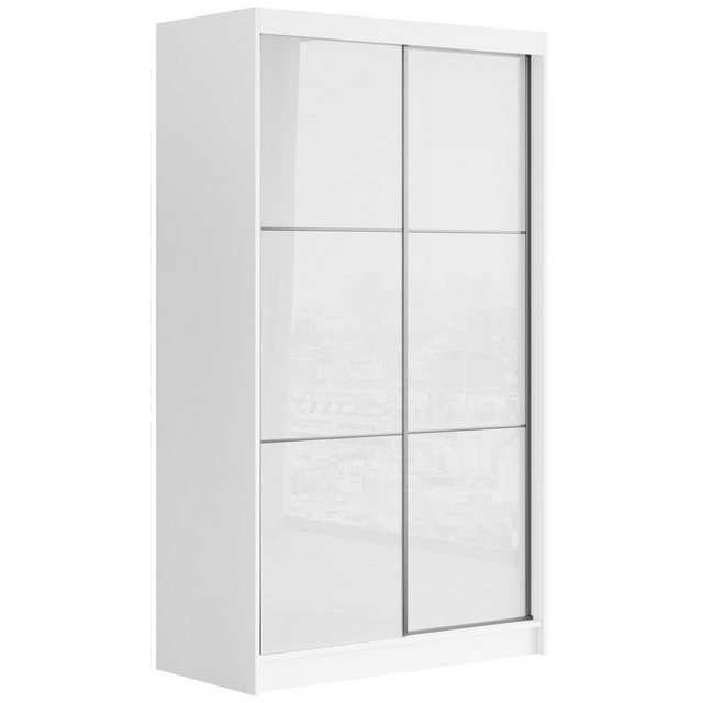 MKS MÖBEL Kleiderschrank VALENCIA Weißer Schiebeschrank 120 cm, mit Lacobel günstig online kaufen