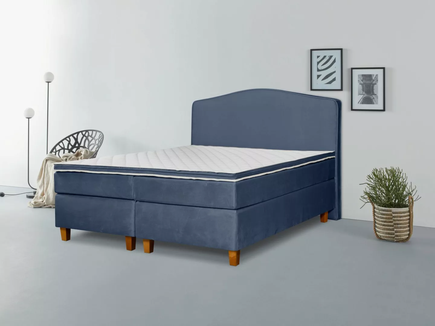 INOSIGN Boxspringbett "Jalma", Füße aus massiver Birke ; Inkl. Topper günstig online kaufen