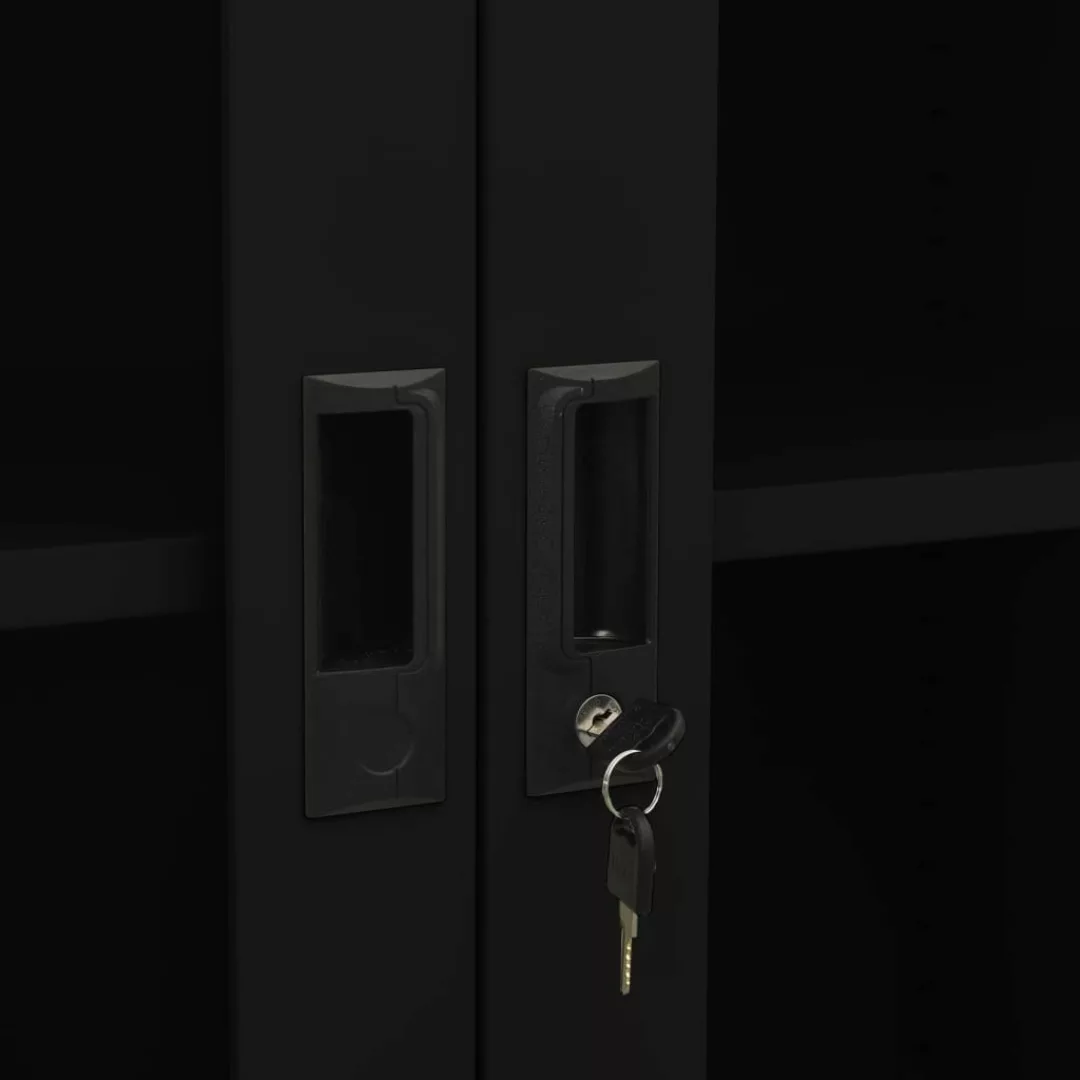 vidaXL Kleiderschrank Büroschrank Schwarz 90x40x180 cm Stahl und Hartglas günstig online kaufen