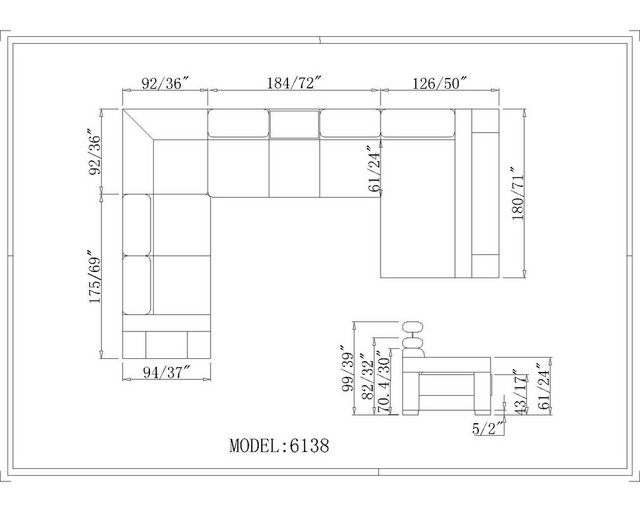 Xlmoebel Sofa Große Wohnlandschaft mit Ledersofa und Polstergarnitur in, He günstig online kaufen