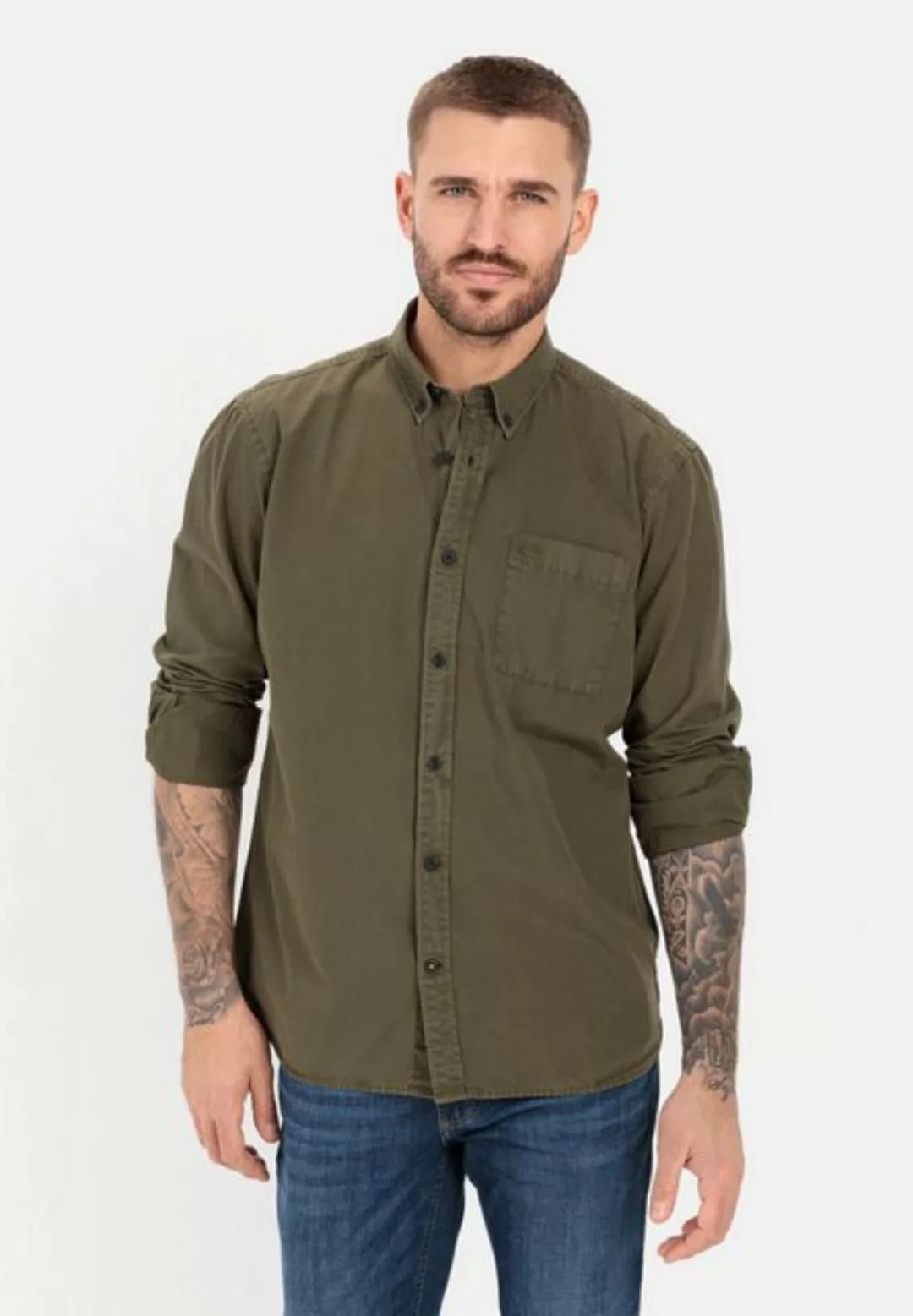 camel active Langarmhemd aus reiner Baumwolle Button-Down günstig online kaufen