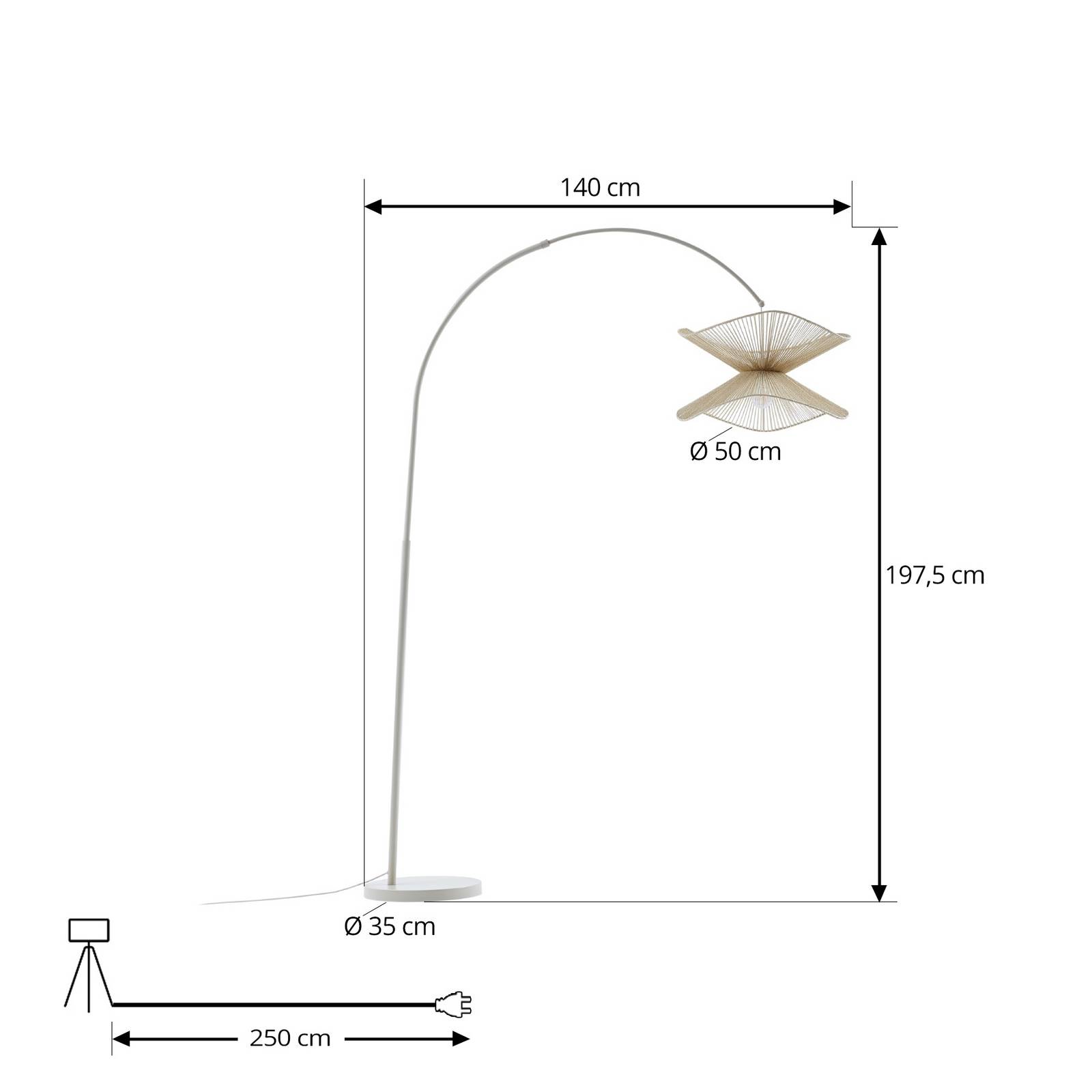 Lindby Bogenleuchte Valdorin, beige, Papier, 195 cm, IP20 günstig online kaufen