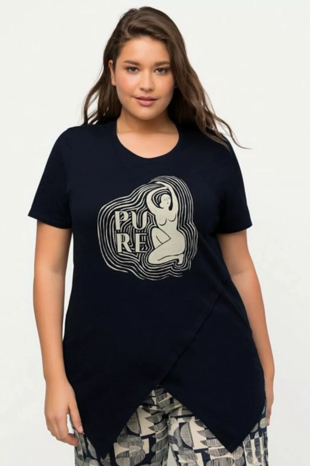 Ulla Popken Rundhalsshirt T-Shirt PURE Woman Rundhals Halbarm Biobaumwolle günstig online kaufen