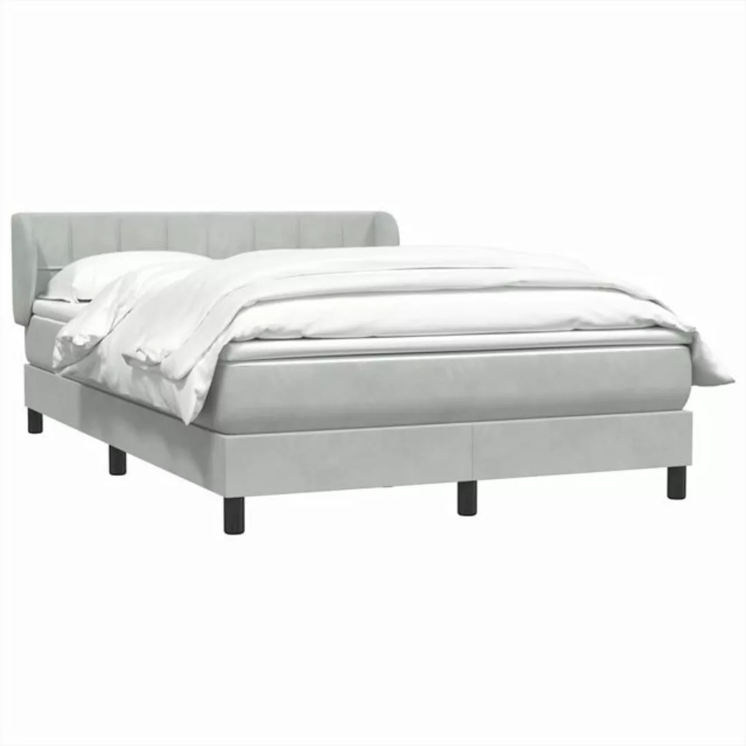 vidaXL Bett Boxspringbett mit Matratze Hellgrau 160x220 cm Samt günstig online kaufen