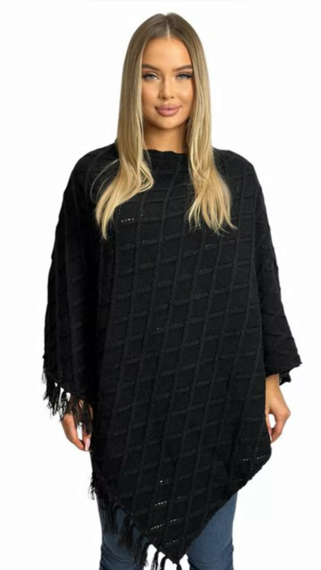 Mississhop Strickponcho Damen Poncho Cape Überwurf Strickponcho M.3014 günstig online kaufen