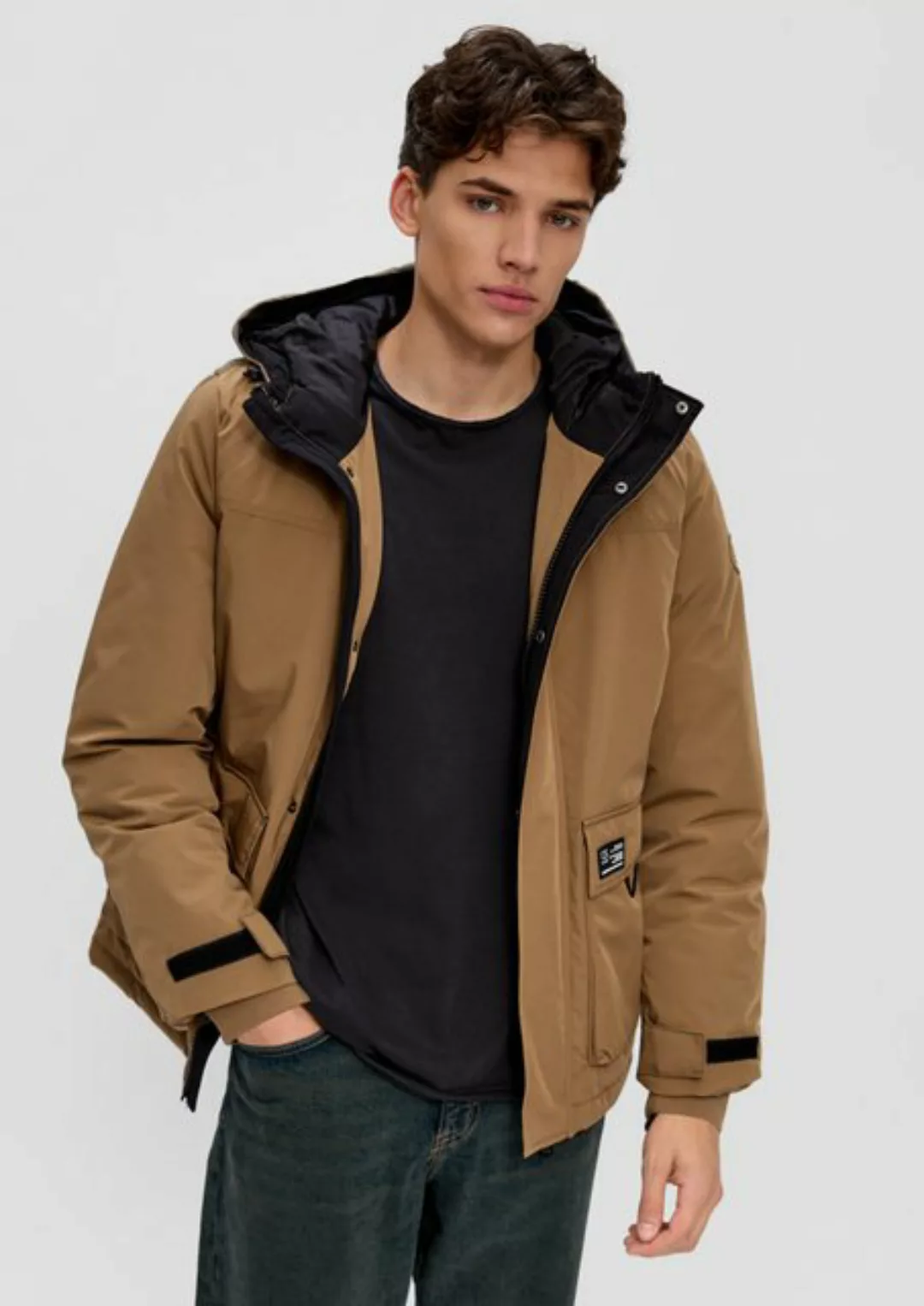 QS Allwetterjacke Parka mit Steppdetail Label-Patch günstig online kaufen