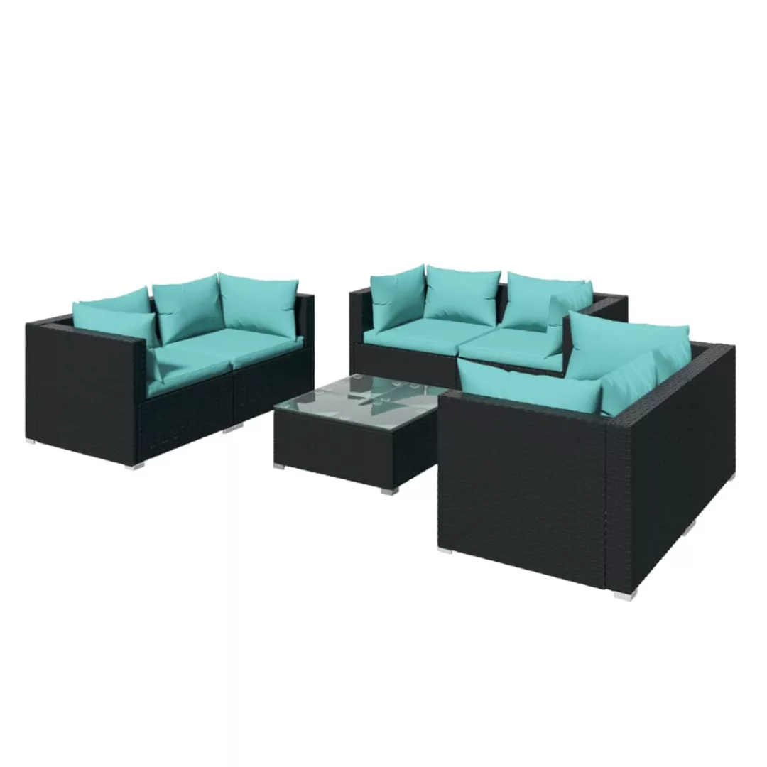 Vidaxl 7-tlg. Garten-lounge-set Mit Kissen Poly Rattan Schwarz günstig online kaufen