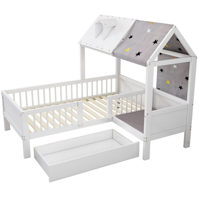 REDOM Kinderbett Einzelbett (Hausbett mit Stauraum), L-Struktur günstig online kaufen