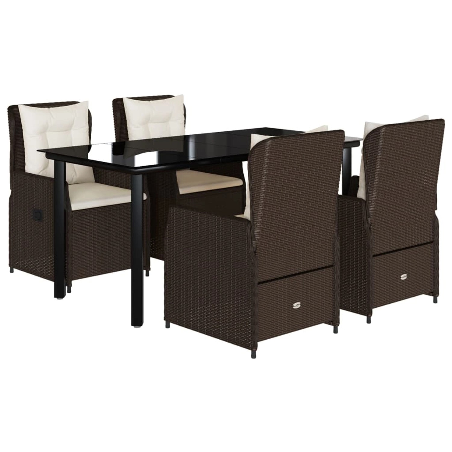 vidaXL 5-Tlg Garten-Essgruppe mit Kissen Braun Poly Rattan 3262850 günstig online kaufen