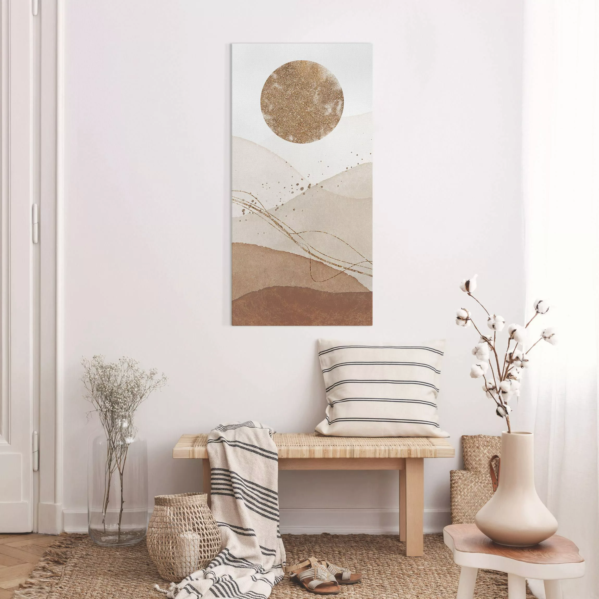 Leinwandbild Aquarell Landschaft Sonnensturm günstig online kaufen