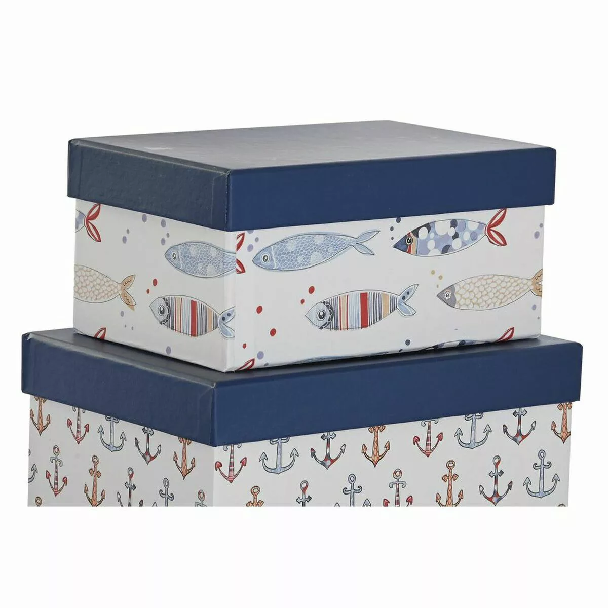 Satz Stapelbarer Organizerboxen Dkd Home Decor Marineblau Weiß Pappe (43,5 günstig online kaufen