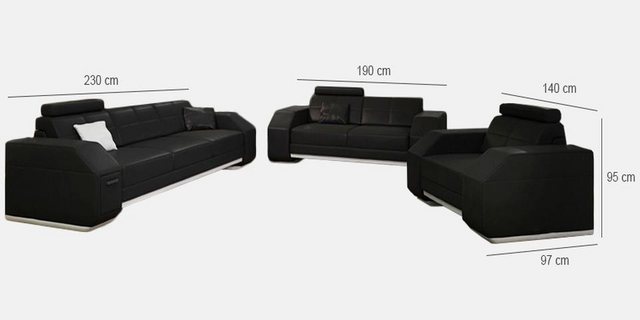 JVmoebel Sofa Ledersofa Sofagarnitur 3+2+1 Leder Couch Polster Sitz Designe günstig online kaufen