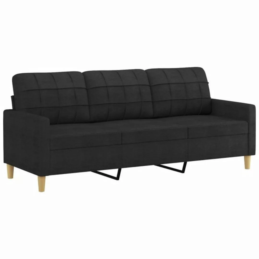 vidaXL Sofa 3-Sitzer Sofa Couch Möbel Schwarz 180 cm Stoff günstig online kaufen