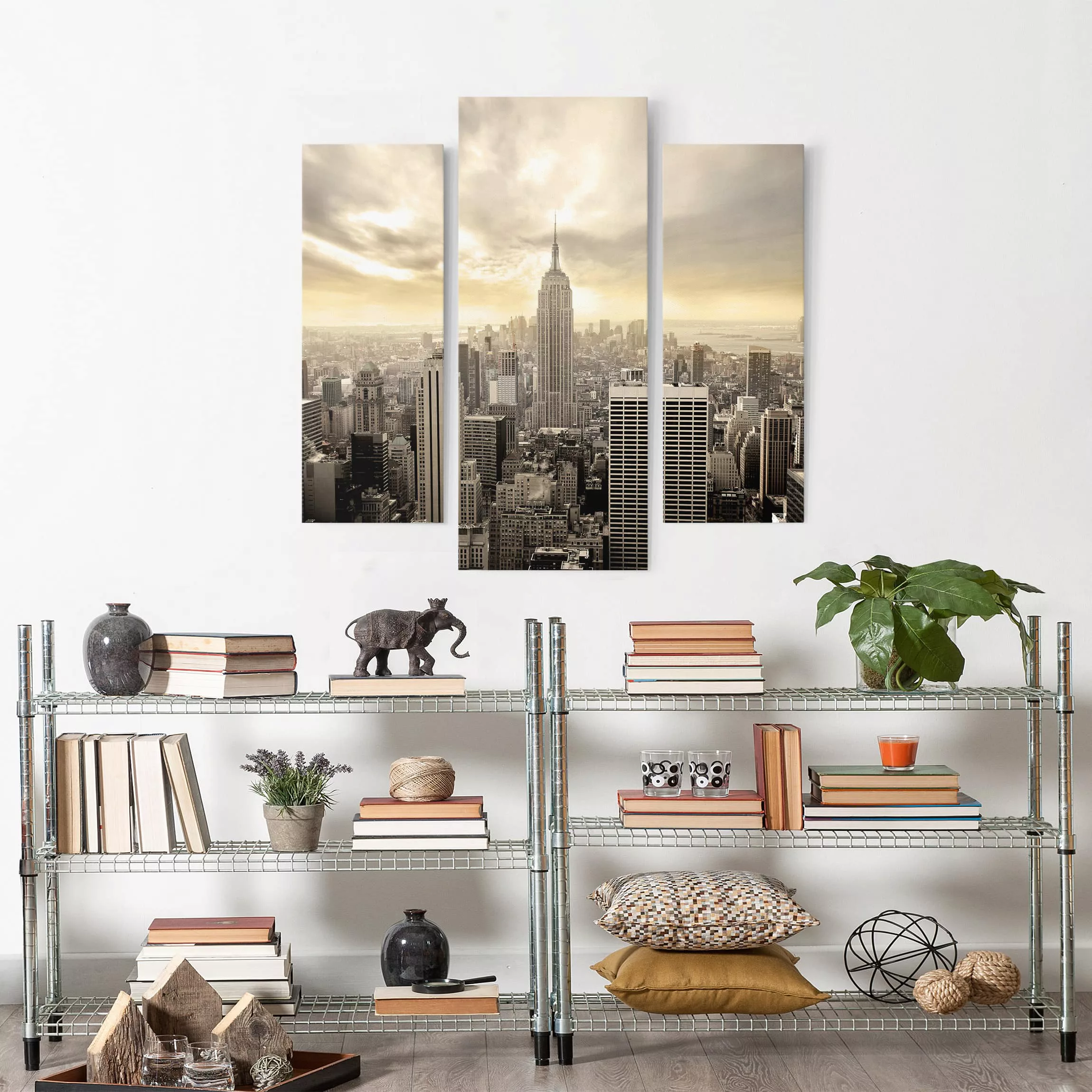 3-teiliges Leinwandbild Architektur & Skyline - Querformat Manhattan Dawn günstig online kaufen
