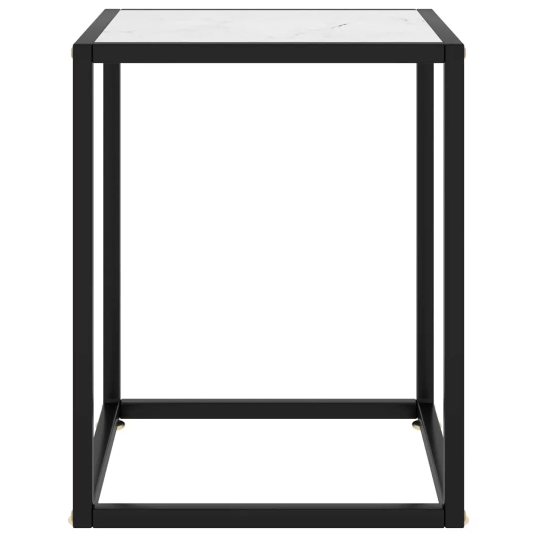 Beistelltisch Schwarz Mit Weißem Glas Marmor-optik 40x40x50 Cm günstig online kaufen