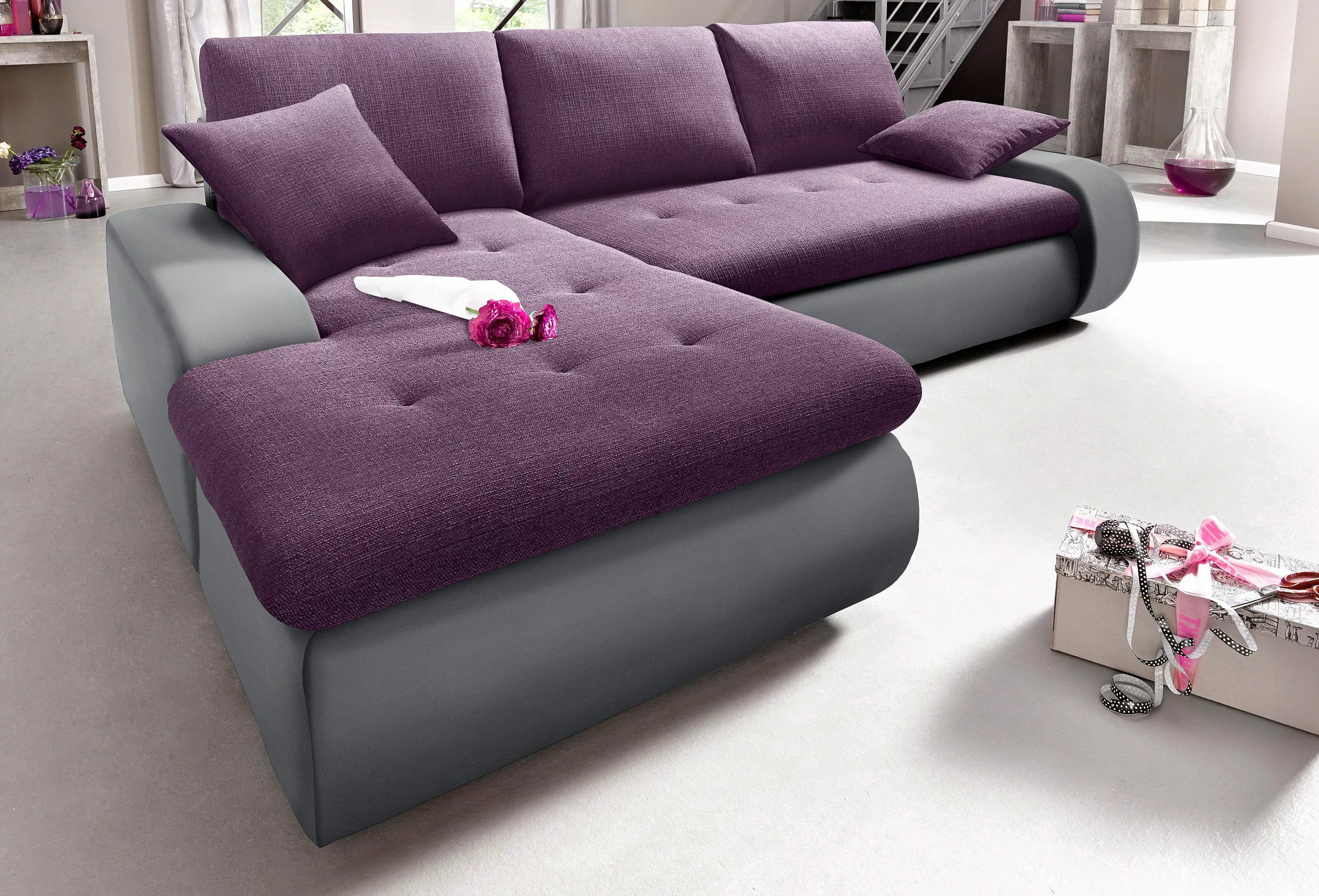 TRENDMANUFAKTUR Ecksofa "Indie, modern und bequem, Materialmix, L-Form", wa günstig online kaufen