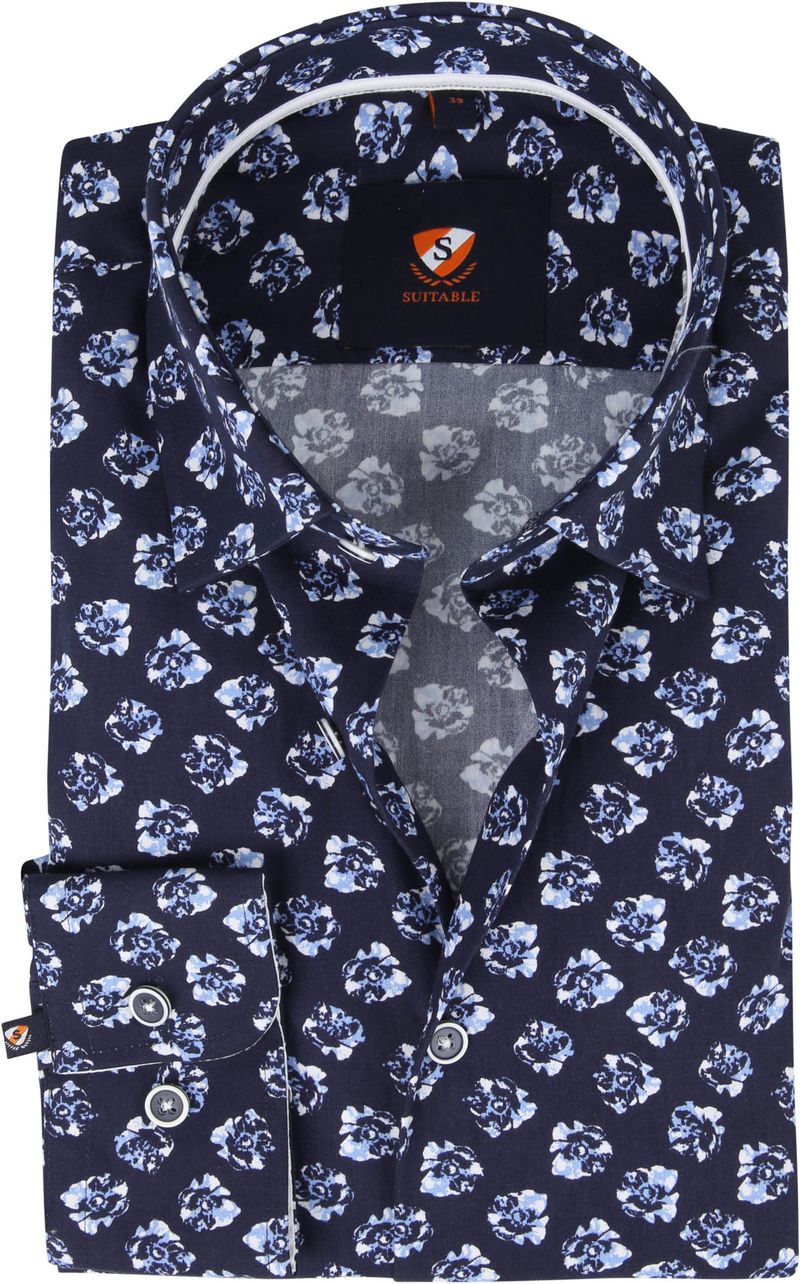 Suitable Hemd Blumen Navy - Größe 39 günstig online kaufen